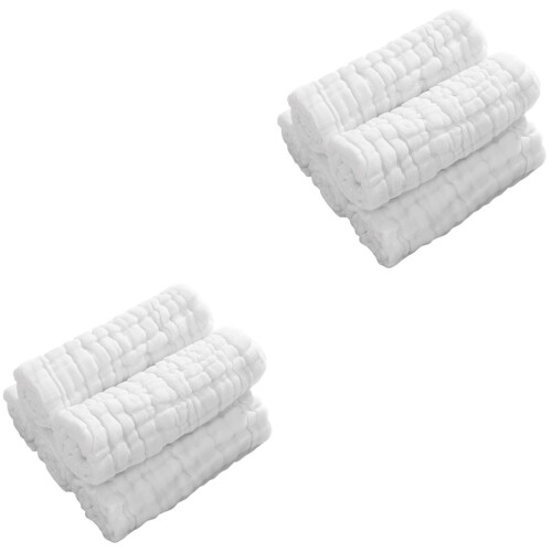 10Pièces Serviette Bébé Douce Coton 12 Couches Multifonction Blanche 2