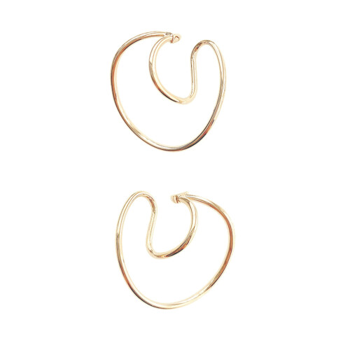 2Paires Clips D'oreilles Dorés Fer À Simple Et Chic Pour 1