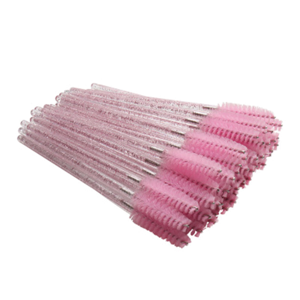 Iplusmile Pink 200Pcs Disposable Eyelash Makeup Brushes Flexible Mascara Wands
