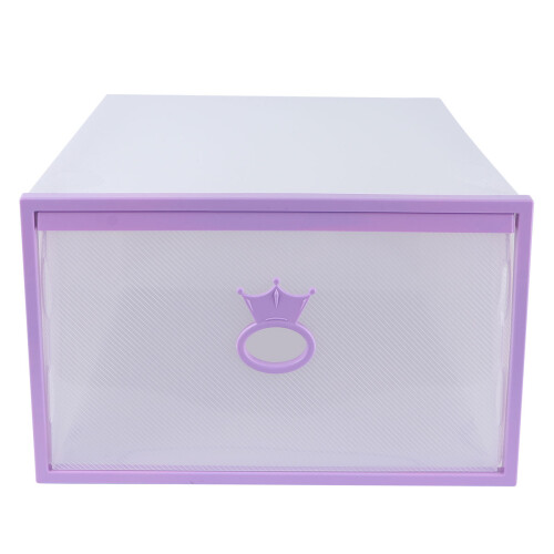 4Pcs Thickened Purple Plastic Drawer Style Shoe Storage Boxes