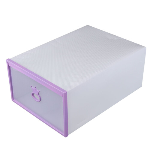 4Pcs Thickened Purple Plastic Drawer Style Shoe Storage Boxes 1