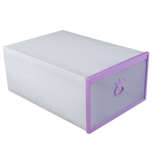 4Pcs Thickened Purple Plastic Drawer Style Shoe Storage Boxes 2