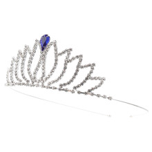 2Pcs Blue Wedding Bridal Tiara Metal Crown Rhinestone Hair Accessories