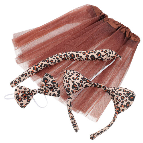 5Sets Assorted Color Leopard Costume Bow Tie Tail Ear Decor Set