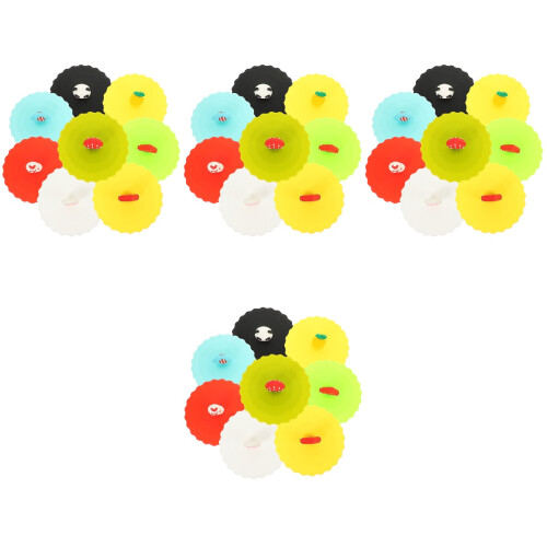 32Pcs Assorted Silicone Cup Covers Cartoon Design Practical Mug Lids 2