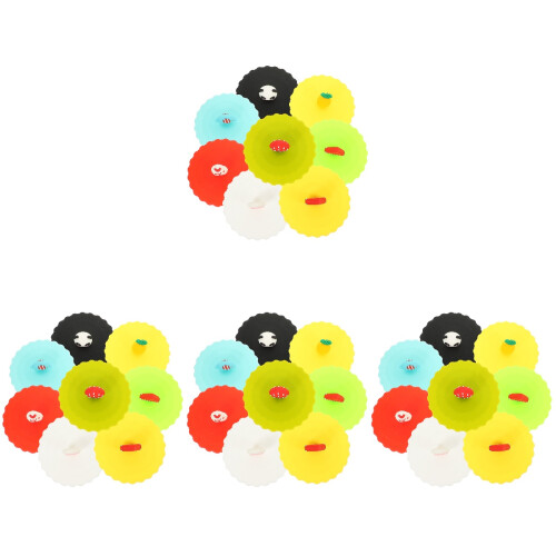 32Pcs Assorted Silicone Cup Covers Cartoon Design Practical Mug Lids 1