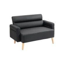 Small Faux Leather 2 Seater Sofa Settee - Black