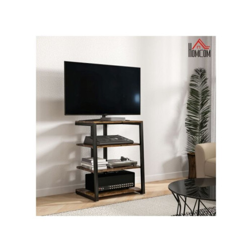 HiFi Stand, with Four Storage Shelves - Rustic Brown 1