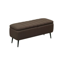 Linen-Look 92 x 31cm Storage Ottoman - Dark Brown