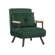 4-in-1 Velvet-Feel Single Chair Bed, with Pillow - Green
