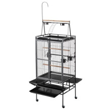 Grande Gabbia per Uccelli-Duoku-83x79x210 cm-Con Tetto Piatto e Aperto-Con Piedi con Ruote-Piano Rimovibile e Mangimi