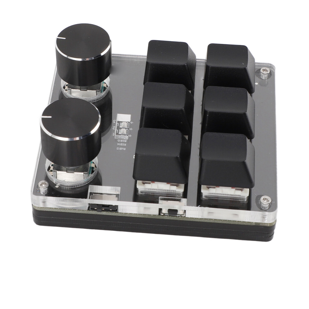 USB Compact 6-Key Keypad, 2 Knobs, Red Switch