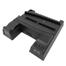For PS5 Cooling Fan Stand Cooling Base Charger Cooling Fan with Headphone Stand and AC Adapter Black