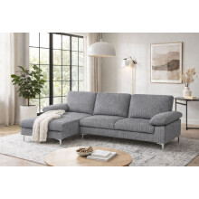 Napoli Jumbo Cord Sectional Corner Left Sofa in Grey