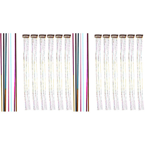 12Pièces Extensions De Tresses Tinsel Pailleté Clips Arc-En- 2