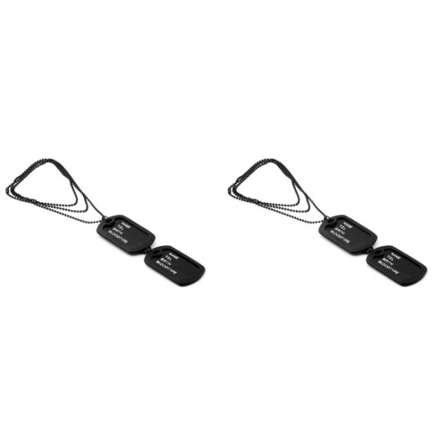 2Pièces Plaques Identité Chien Noires Durable Usage Quotidien 1