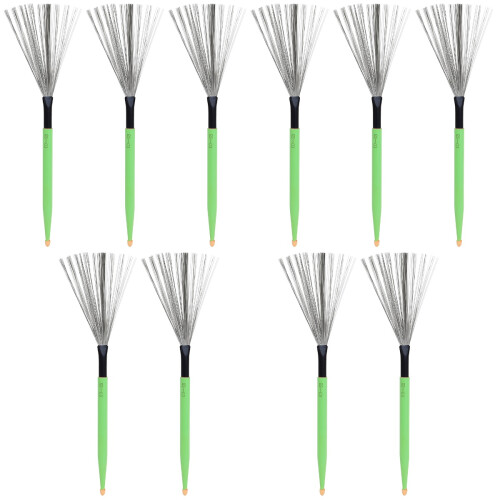 5Paires Brosse Batterie Acier Vert Accessoire Instrument 2