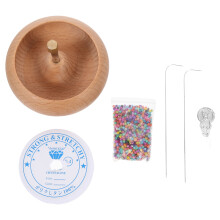 2Ensembles Bol Tournant En Bois Pour Perles DIY Avec Aiguille