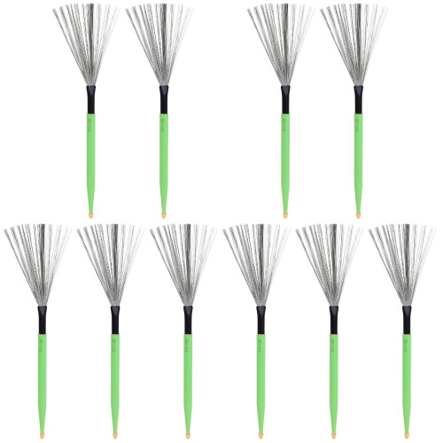 5Paires Brosse Batterie Acier Vert Accessoire Instrument 1