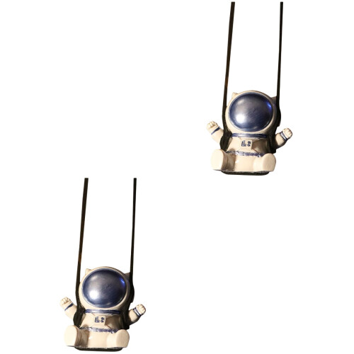 2Pièces Décorations Miroir Auto Suspendues Astronaute Amusantes 2