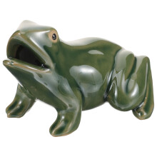 2Pcs Ceramic Garden Frog Fountain Circulating Waterfall Decor in Green