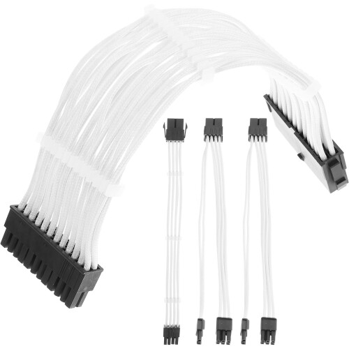 3Sets Copper Extension Cable Kit White Pcie GPU Cable for Pc Power 2