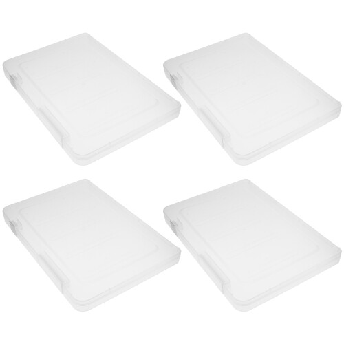 16Pcs White Portable A5 Storage Boxes Plastic File Organizer with Lid 2