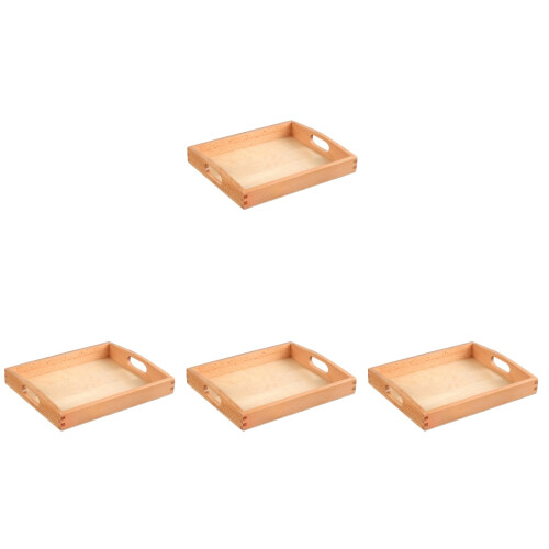 4Pcs Wooden Organizer Tray Light Brown Storage Container with Handles 2