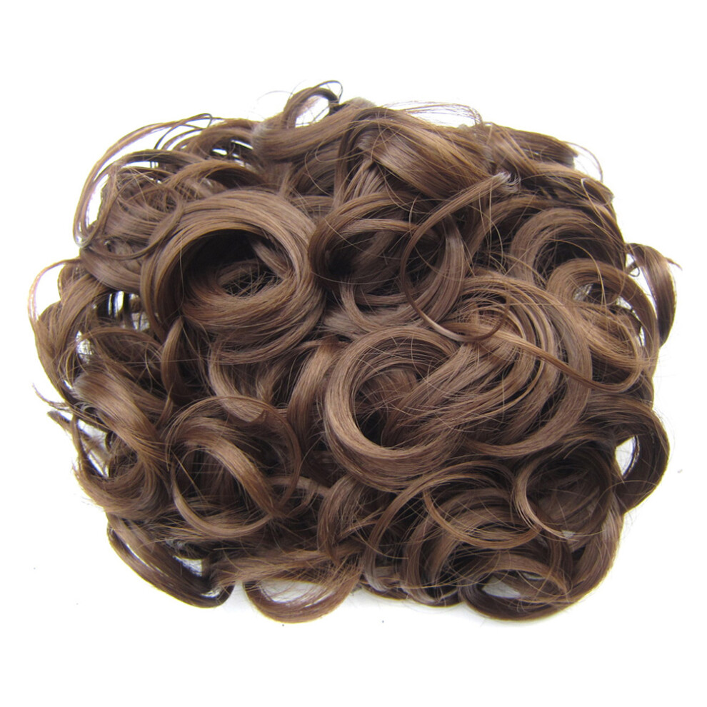 Ohphcall Unisex Brown 3Pcs Wavy Hair Wig Natural Look Comfortable Party Cosplay