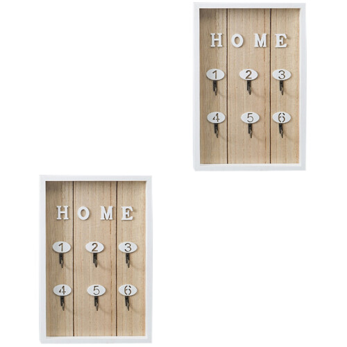 2Pcs Decorative Wooden Key Holder Khaki Wall Mounted Key Hook Rack 2