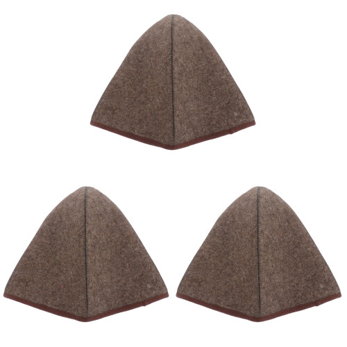 3Pcs Portable Grey Wool Felt Sauna Hats Thickened Comfortable Hats 1