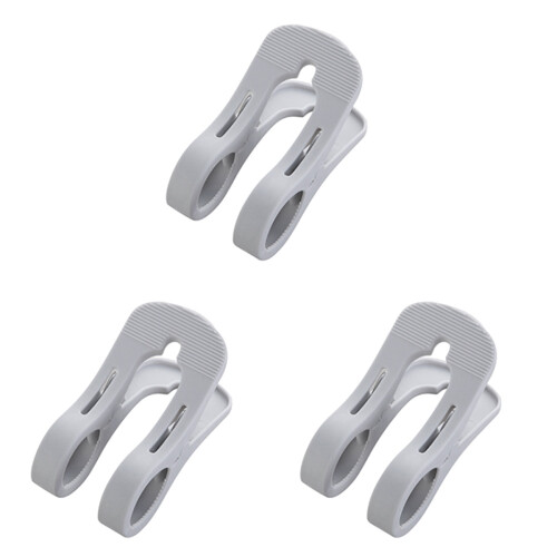 3Pcs Grey Windproof Clothes Clip Non-Slip Quilt Clips Plastic 1