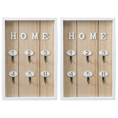 2Pcs Decorative Wooden Key Holder Khaki Wall Mounted Key Hook Rack 1