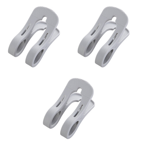 3Pcs Grey Windproof Clothes Clip Non-Slip Quilt Clips Plastic 2