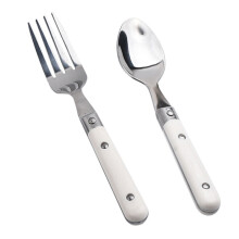 4Pcs Kid Flatware Stainless Steel Beige Spoon and Fork for Children