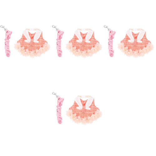 4Sets Comfortable Cotton Bunny Leash Harness Adorable Rabbit Dress 2