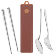 3Sets Portable Tableware Kit Fork Chopstick with Carry Case