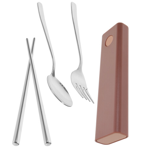 3Sets Portable Tableware Kit Fork Chopstick with Carry Case 2