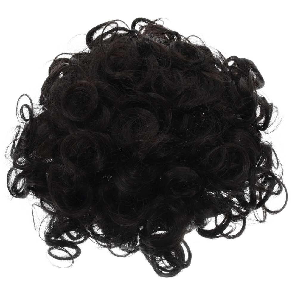 Ohphcall 4Pcs Black Fake Bun Hair Pieces For Dolls Curly Messy Hair Extensions