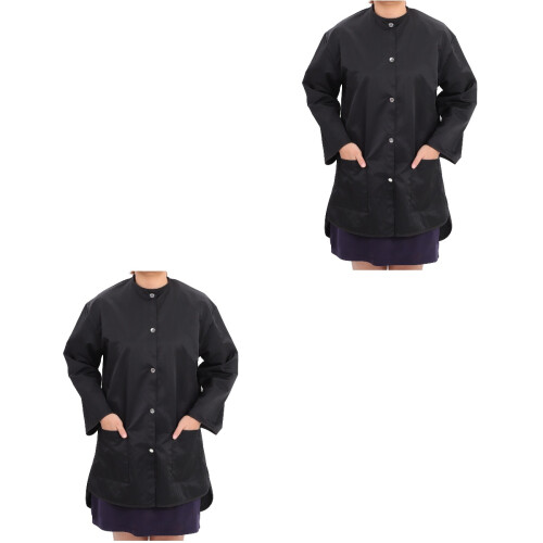 2Pcs Machine Washable Black Long Sleeve Clothes for Salon Workers 2