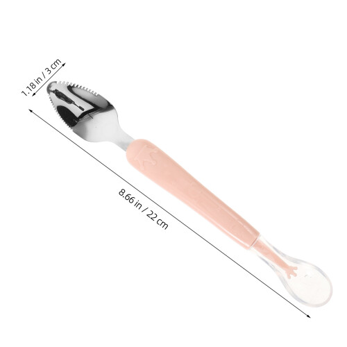 3Pcs Pink Bilateral Baby Scraping Spoons Durable Silicone Fruit Spoon 1