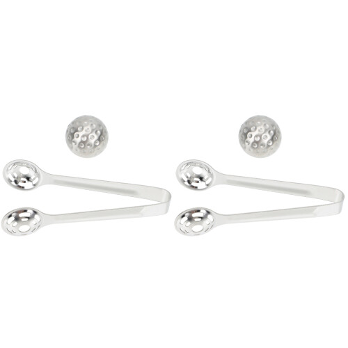 2Sets Ball-Shape Stainless Steel Whiskey Stones Wine Accessory Silver 1