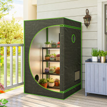 Outsunny Grow Tent, Reflective Mylar Hydroponic Growing Tent, Black