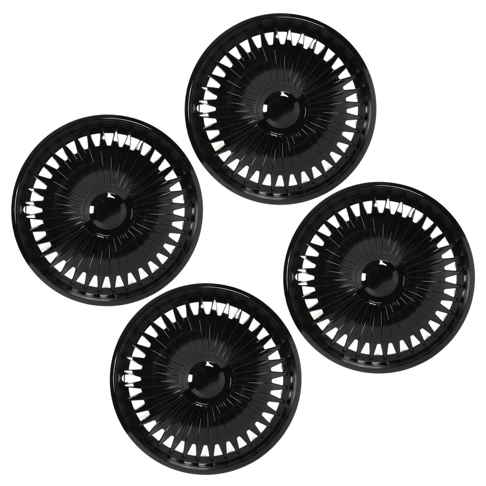 4Pcs 14In Sporty Hubcaps For Cars Black 7055741515392