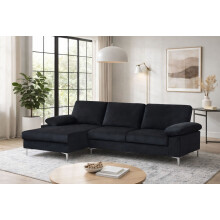 Napoli Velvet Sectional Corner Left Sofa in Black
