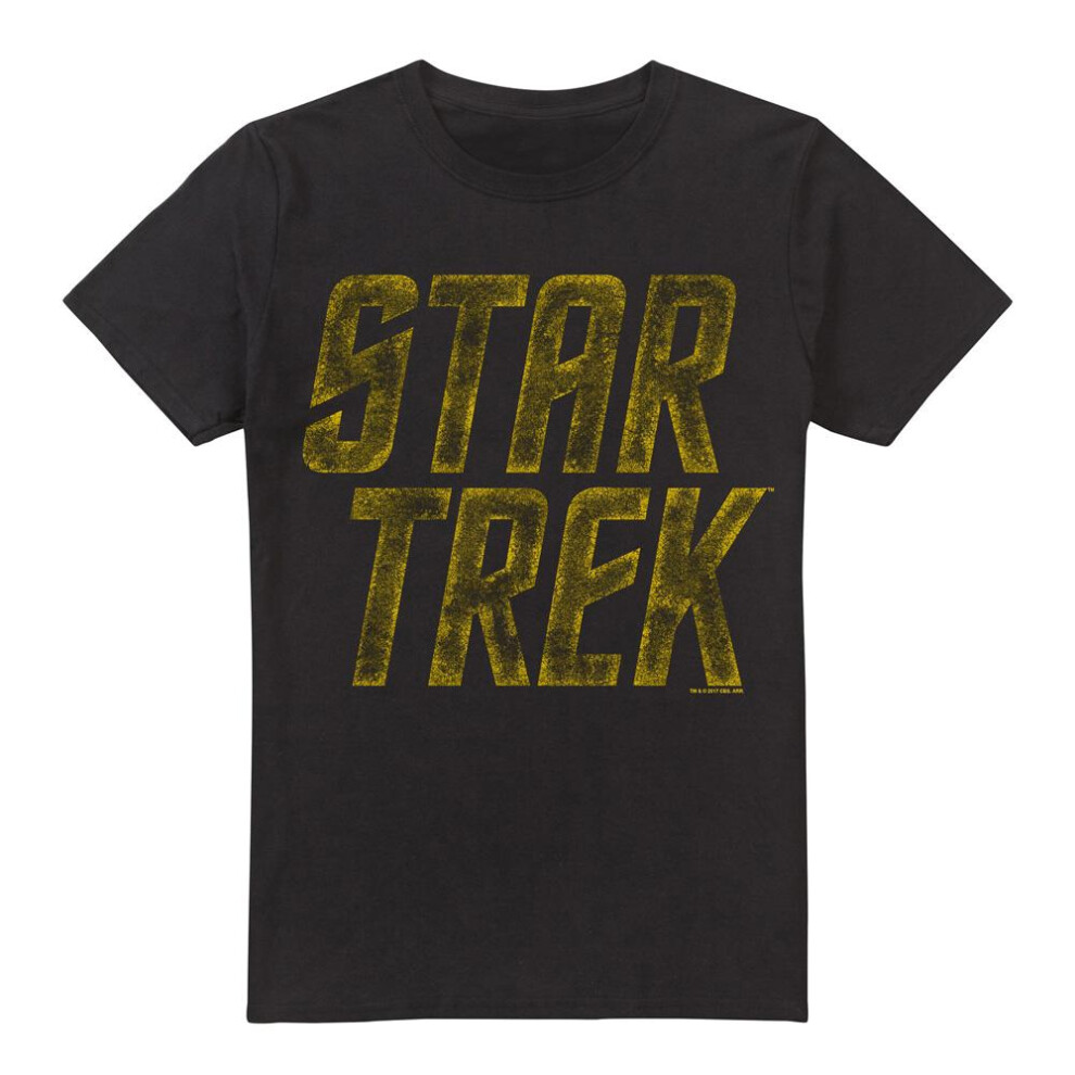 Star Trek (S, ) Mens Distressed Logo T-Shirt Black