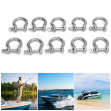 10pcs Stainless Steel Bow Shackle M5 D-Ring Anchor 80kg Load Outdoor Use