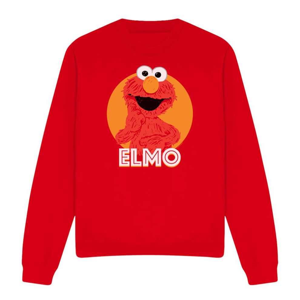 Sesame Street (M, ) Unisex Adult Elmo Scribble Sweatshirt Red