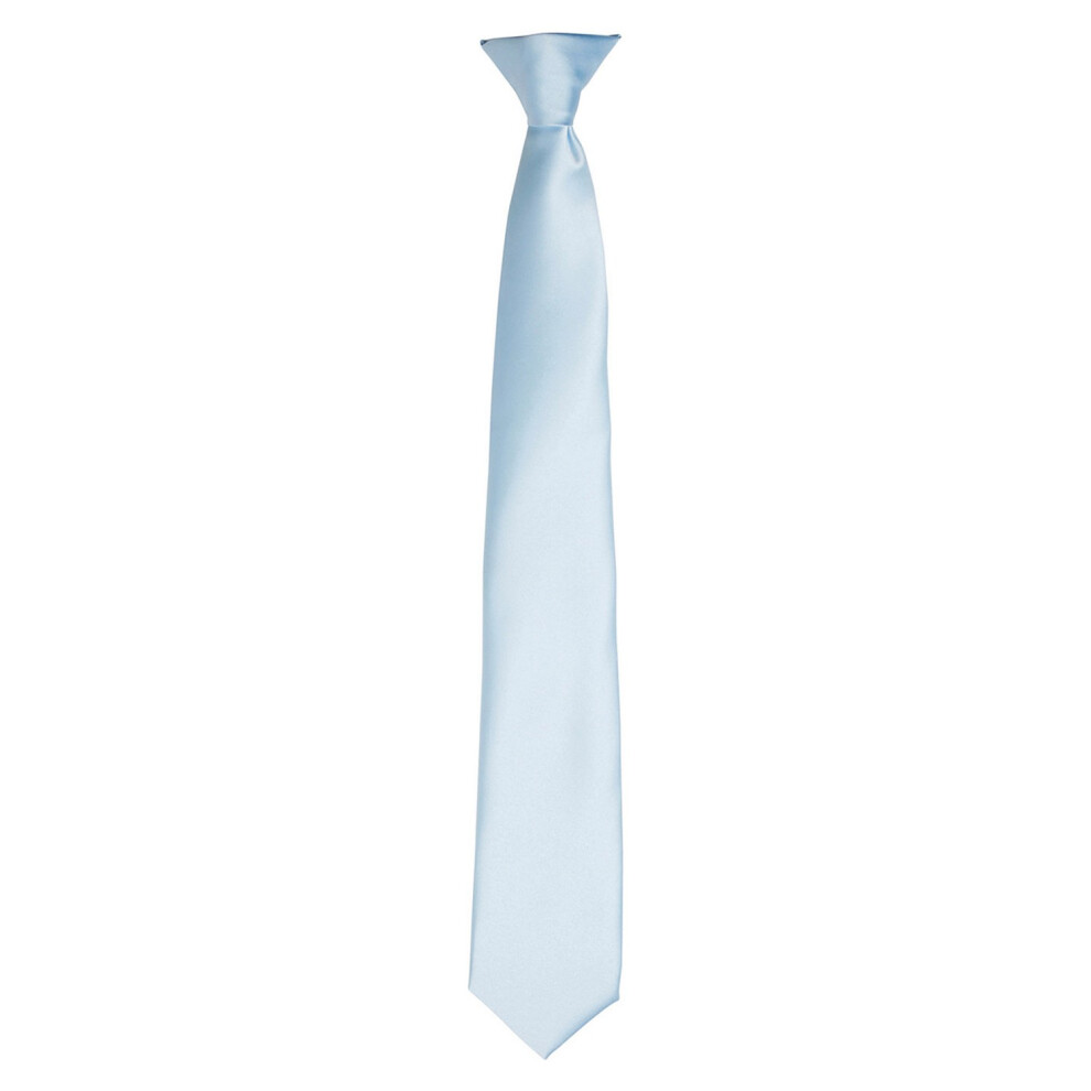 Premier Unisex Light Blue Satin Tie In - Image 2