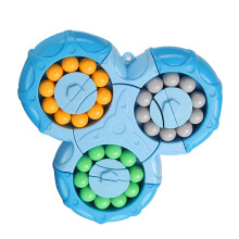 6-Sided Rotating Bean Toy, Stress Relief Fingertip Puzzle, Blue, 11x10x2.5cm